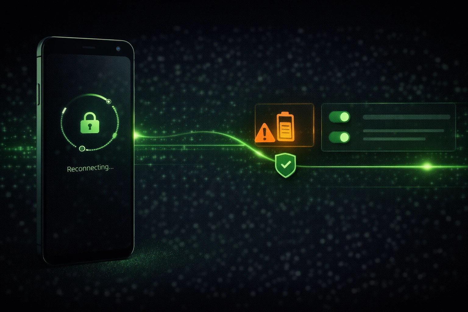 Диагностика отключений VPN на Android с проверкой батареи и маршрута