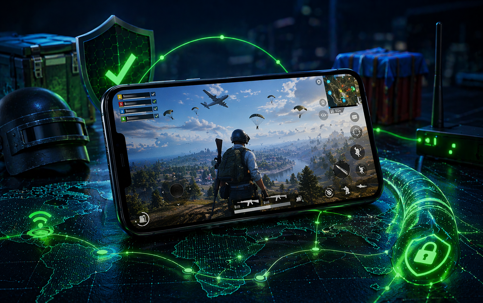 VPN для PUBG Mobile на смартфоне с проверкой матчей, лобби и стабильного маршрута