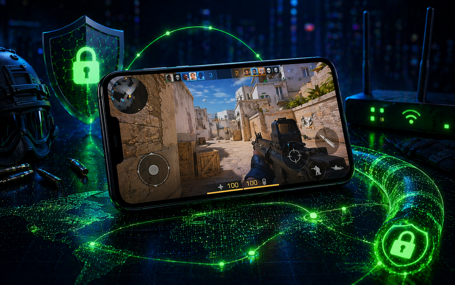 VPN для Standoff 2 на смартфоне с проверкой матчей, инвентаря и стабильного маршрута