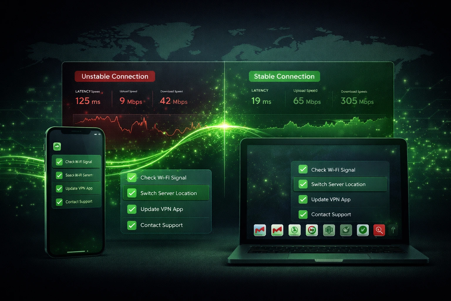 Раздел BratokVPN с диагностикой Telegram и проблем подключения VPN